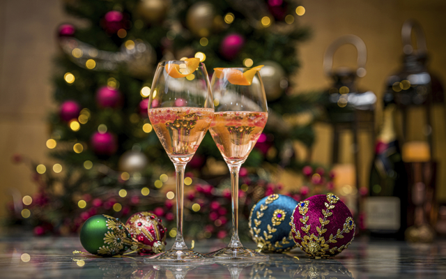 Two glasses to celebrate Christmas