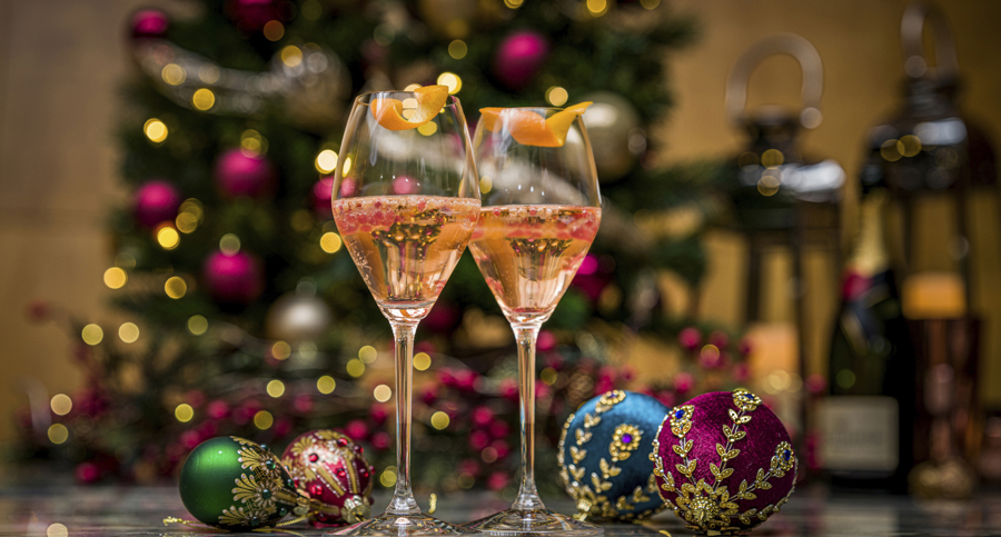 Two glasses to celebrate Christmas