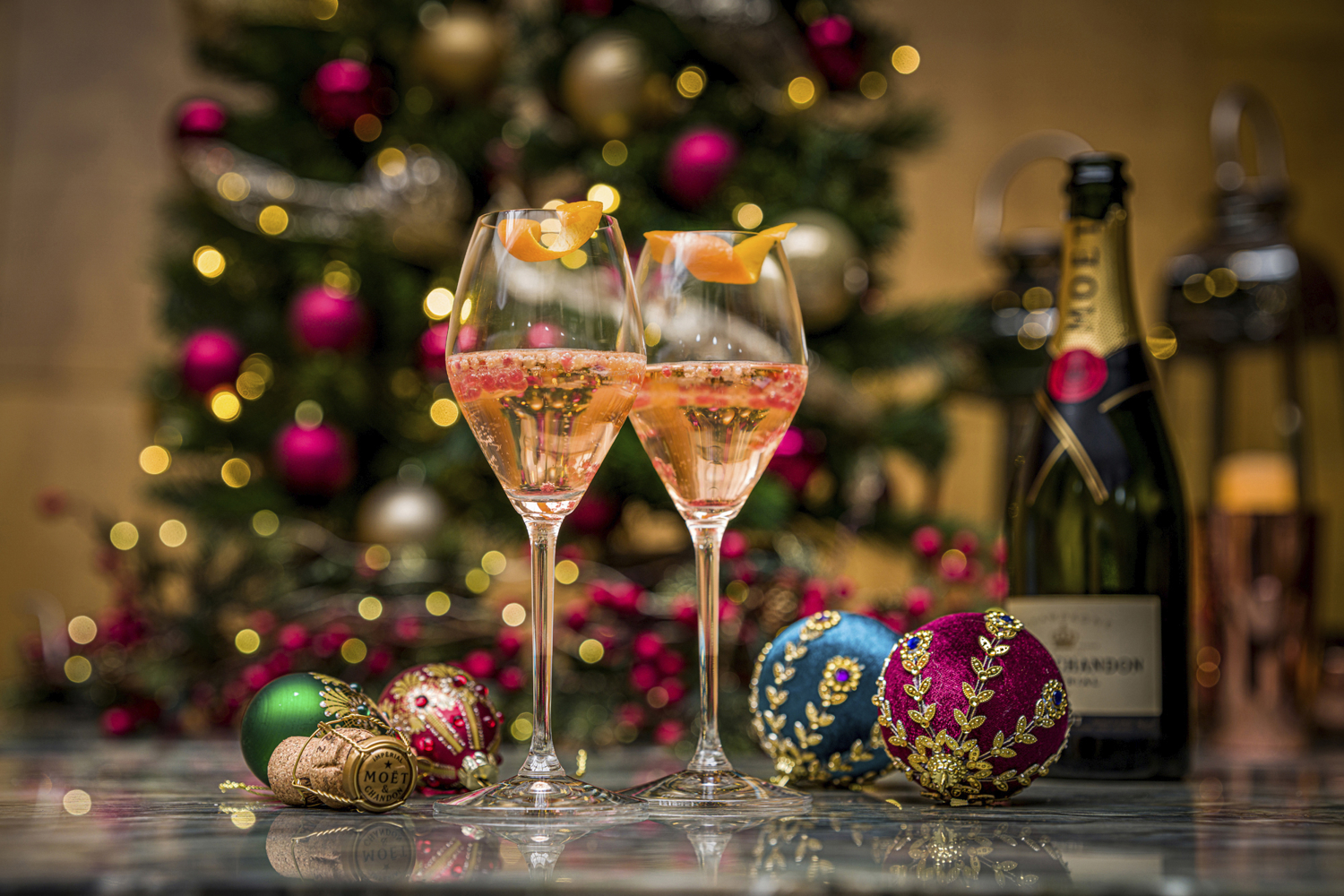 Two glasses of Champagne in The Lighthouse Restaurant & Bar