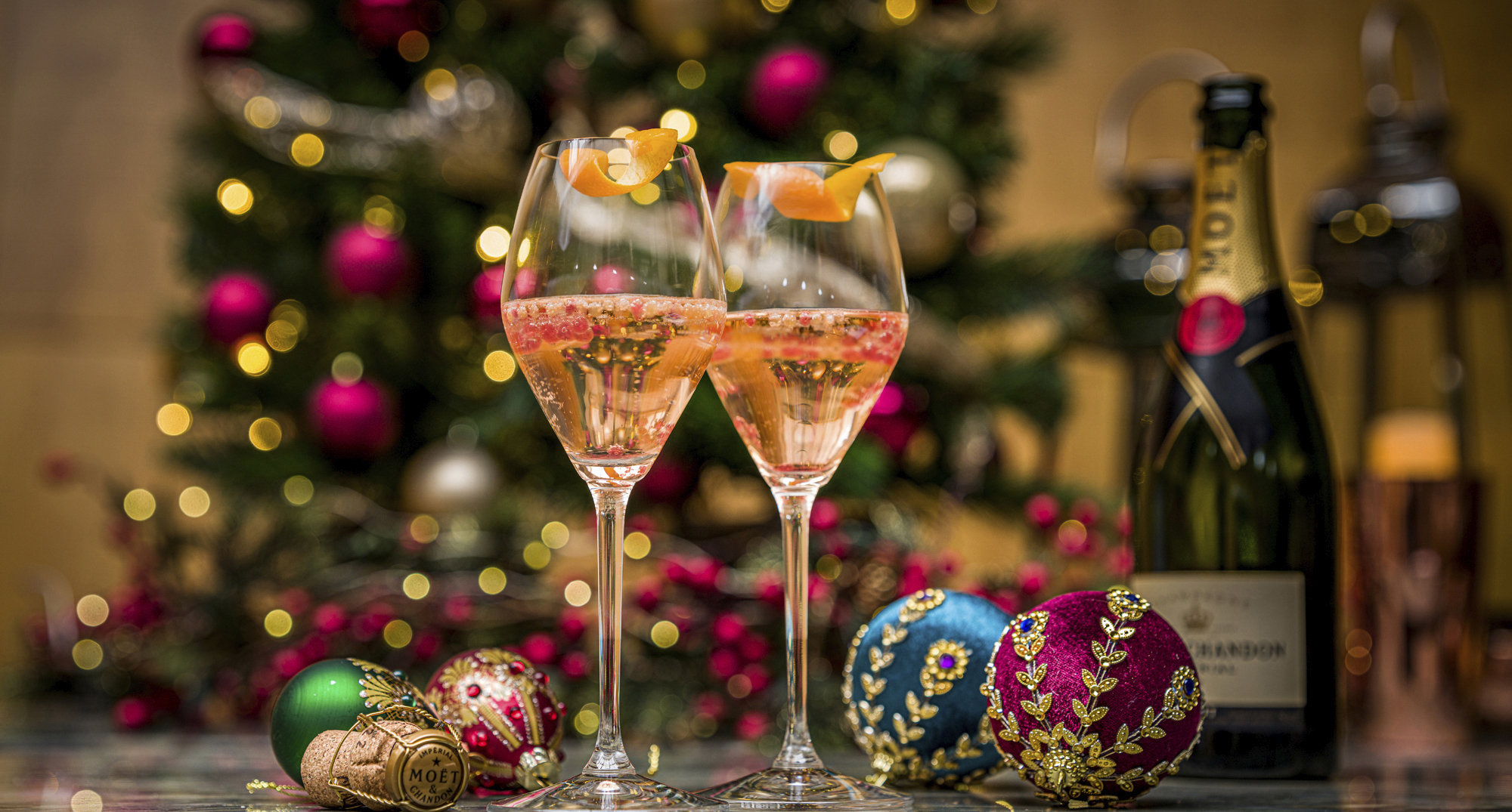 Two glasses of Champagne in The Lighthouse Restaurant & Bar