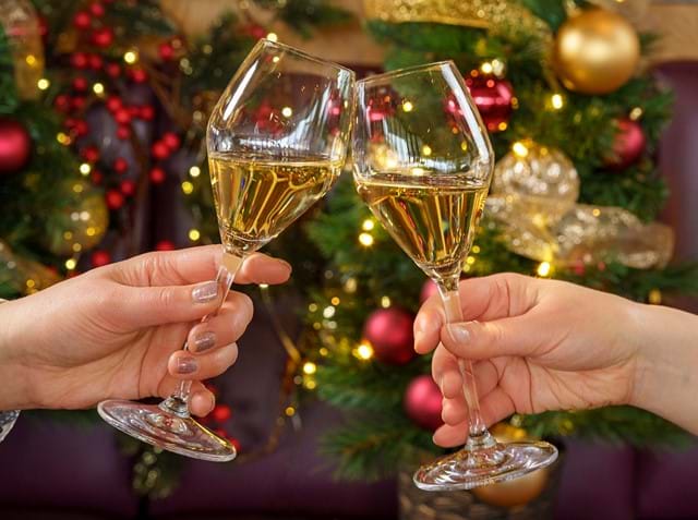 Glasses of fizz at Christmas