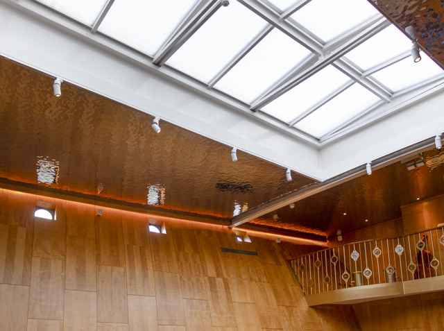 The skylight floods light into the Ballroom.