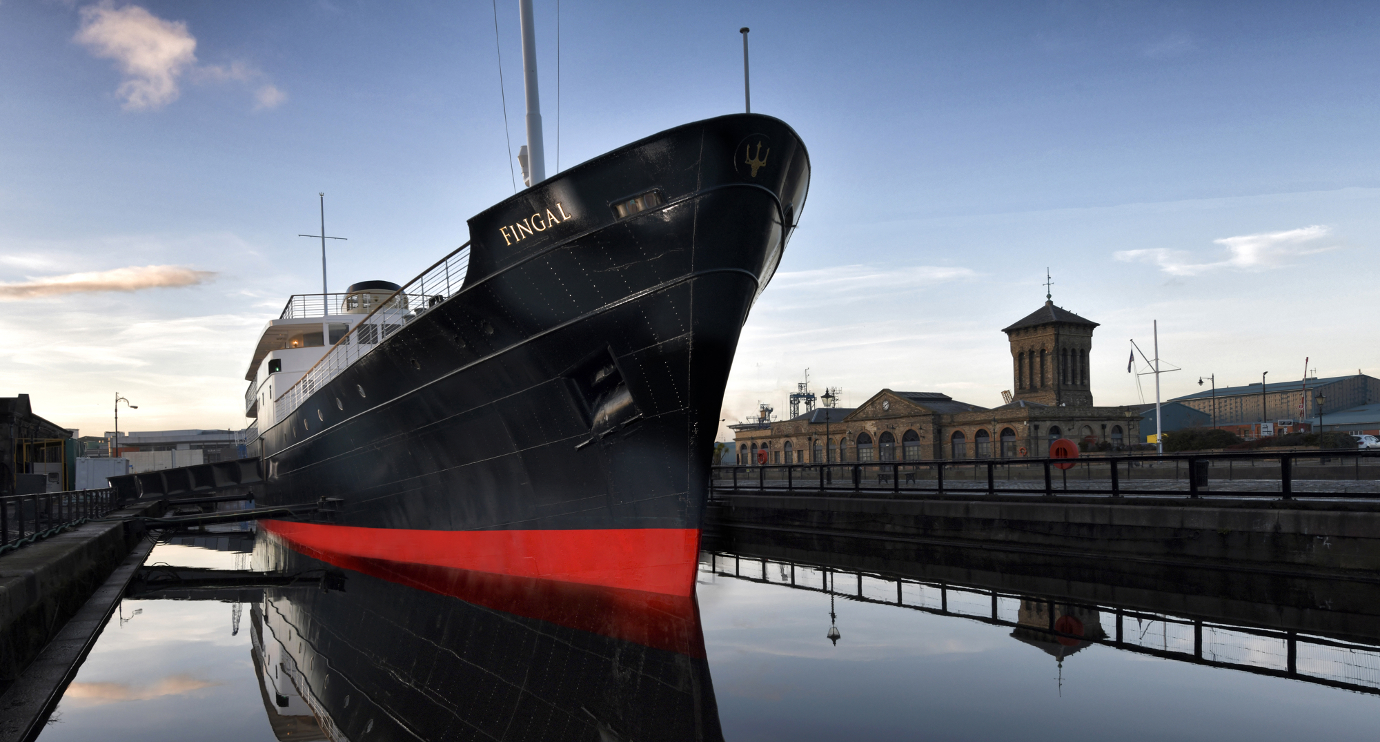 Ship docked on the water