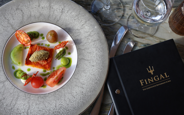 Isle of Wight tomato tart fine, goat’s curd &  gordal olives with menu