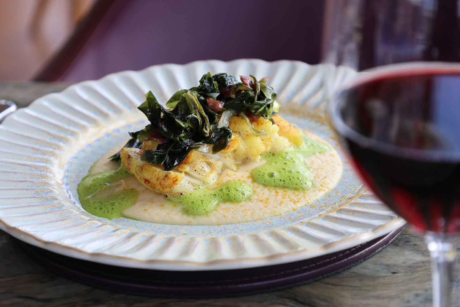 Peterhead monkfish, celeriac mousseline, wakame  & parsley foam 