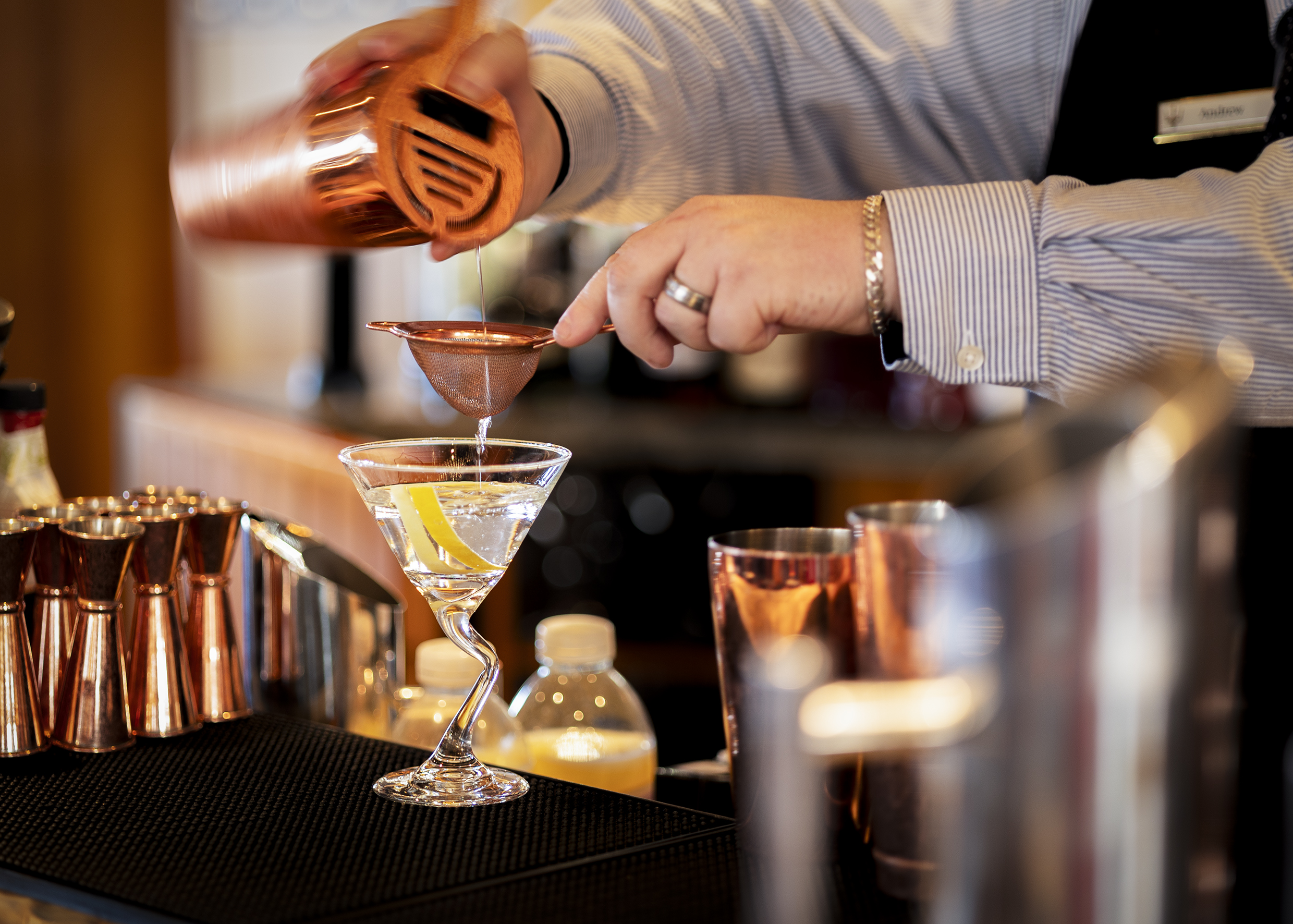 cocktail making at the bar
