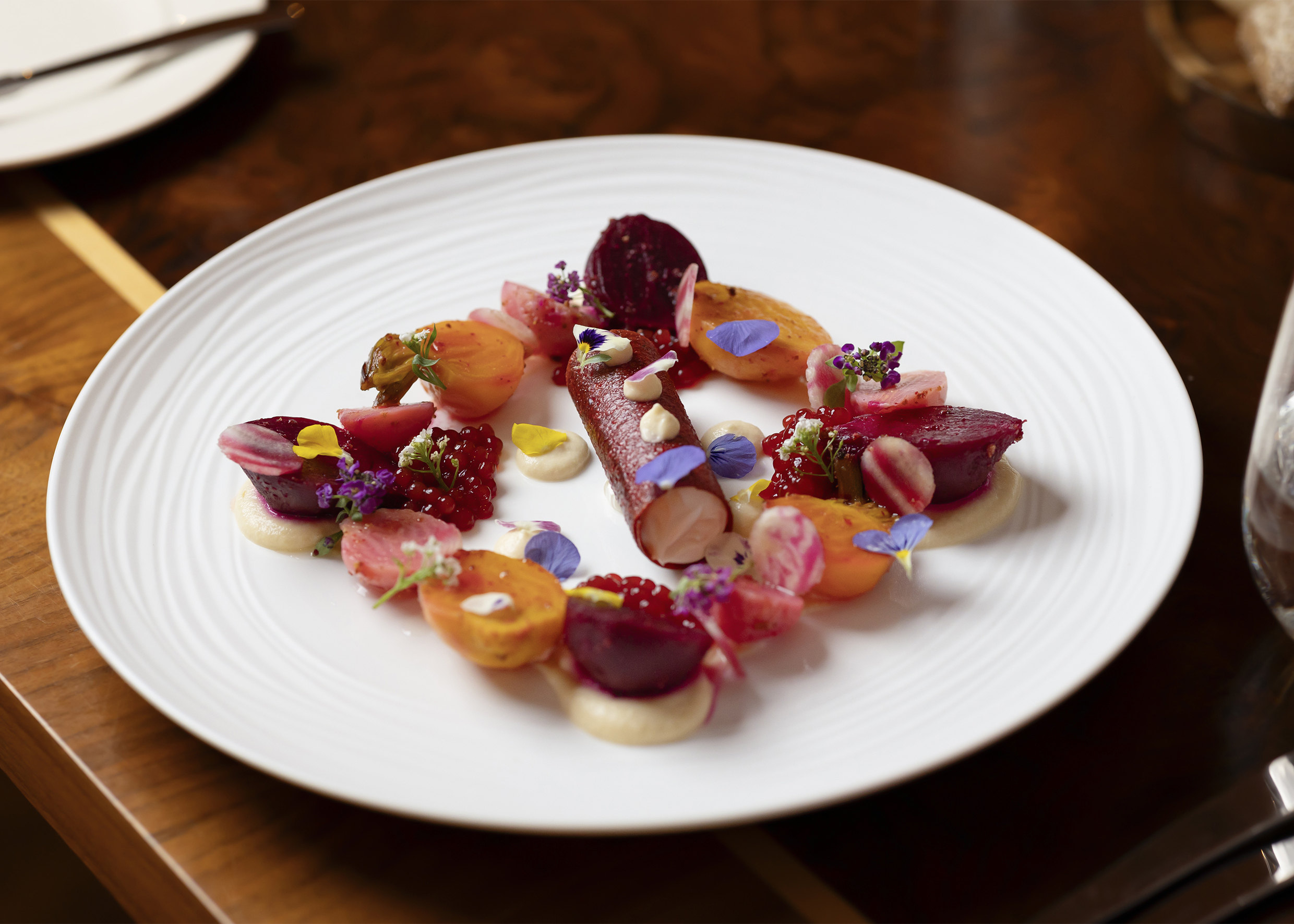 A salad containing beetroot. 