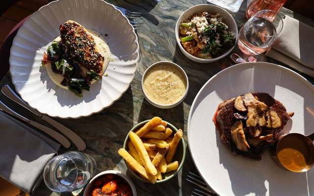 Table full of dinner menu items