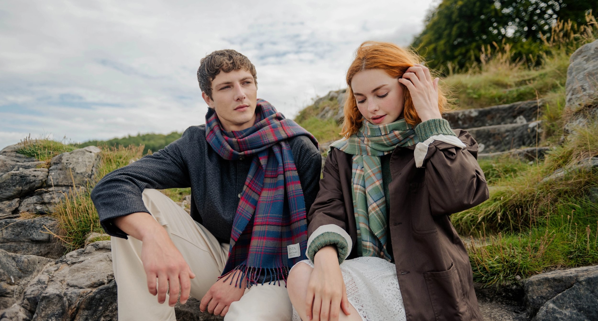 Models wearing scarves by Araminta Campbell